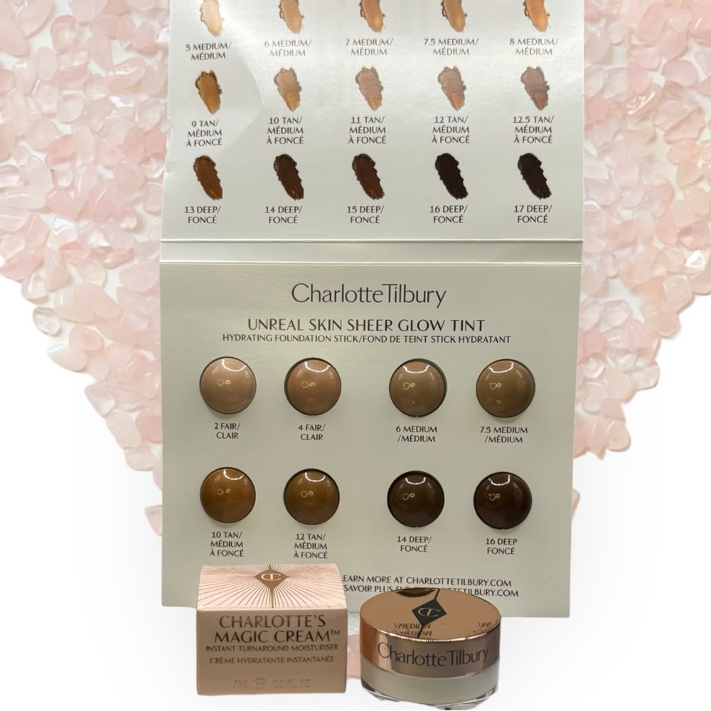 Charlotte Tilbury Magic Cream Moisturizer & Unreal Skin Sheer Glow Tint trial.